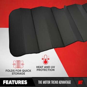 Motor Trend Accordion Black Car Windshield Sun Shade - Car Sun Visor Sun Shade for Car Windshield - ...