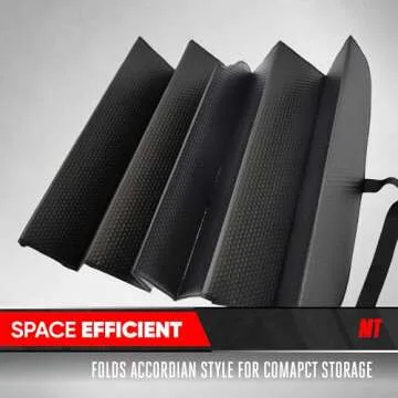 Motor Trend Accordion Black Car Windshield Sun Shade - Car Sun Visor Sun Shade for Car Windshield - Car Window Shades for SUV & Truck - Dash Cover Sun Protection Window Shade Accessories - 58" x 24"