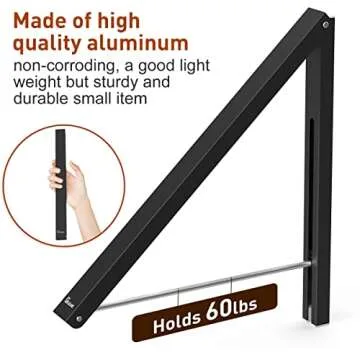 Anjuer Laundry Room Wall Mounted Drying Rack Clothes Hanger Folding Wall Coat Racks Aluminum Home St...