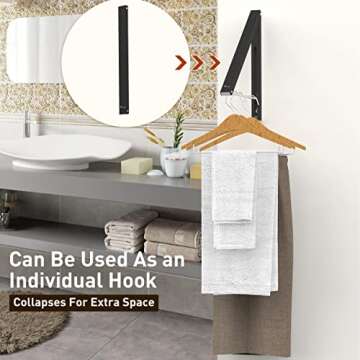 Anjuer Laundry Room Wall Mounted Drying Rack Clothes Hanger Folding Wall Coat Racks Aluminum Home Storage Organiser Space Savers Black