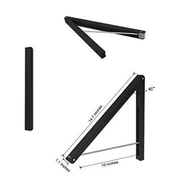 Anjuer Laundry Room Wall Mounted Drying Rack Clothes Hanger Folding Wall Coat Racks Aluminum Home Storage Organiser Space Savers Black