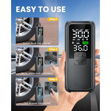 Portable Tire Inflator with LED Light Auto Shut-Off