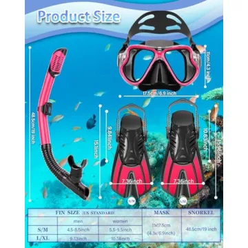 PIYAZI Snorkel Set with Fins, Mask & Dry Top Snorkel