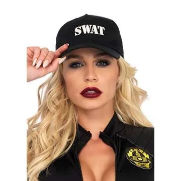 Leg Avenue womens 5 Pc Swat Team Babe Costume With Bodysuit, Belt, Leg Garter, Toy Walkie Talkie, Hat