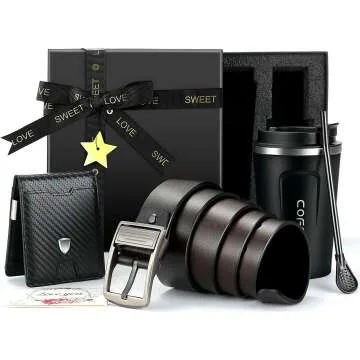 Men's Birthday Gift Set: Mug, Wallet & Belt