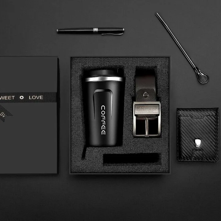 Men's Birthday Gift Set: Mug, Wallet & Belt