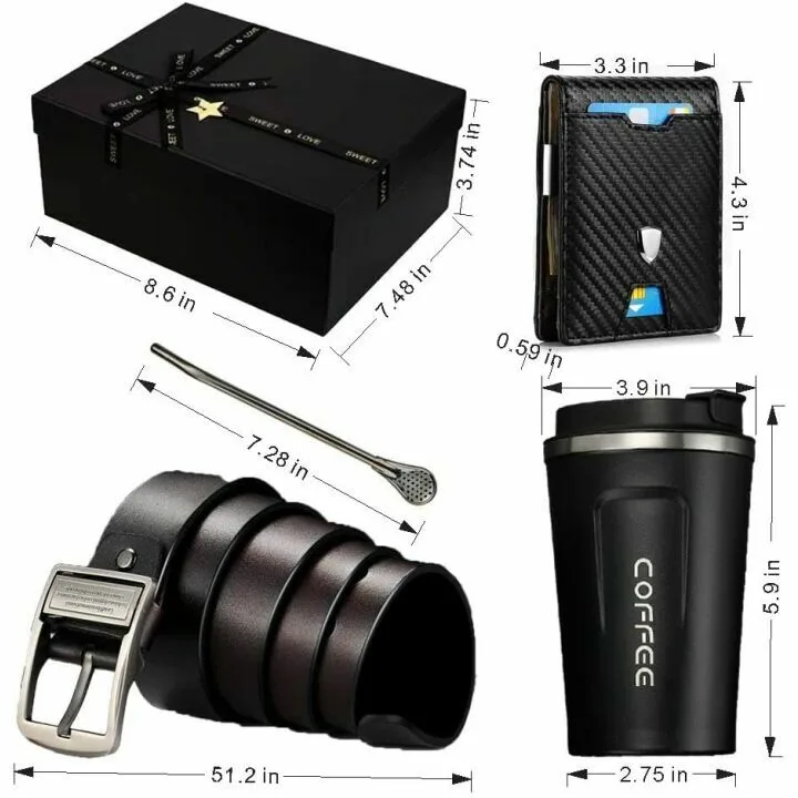 Men's Birthday Gift Set: Mug, Wallet & Belt