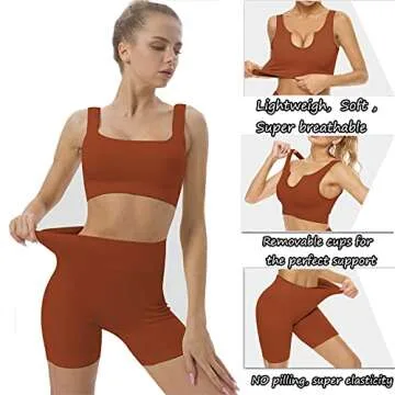 niyokki Workout Sets for Women, Seamless Crop Tops Leggings Matching 2 Pieces Outfits, Two Piece Yoga Workout Outfits (S, Dark orange)