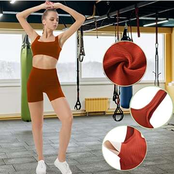 niyokki Workout Sets for Women, Seamless Crop Tops Leggings Matching 2 Pieces Outfits, Two Piece Yoga Workout Outfits (S, Dark orange)