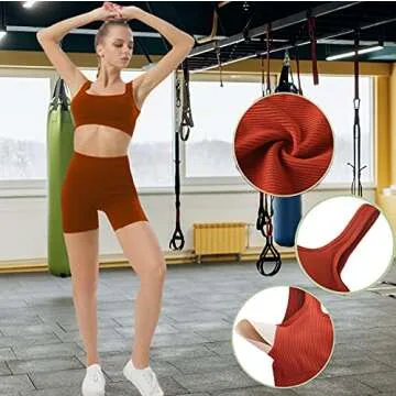 niyokki Workout Sets for Women, Seamless Crop Tops Leggings Matching 2 Pieces Outfits, Two Piece Yoga Workout Outfits (S, Dark orange)