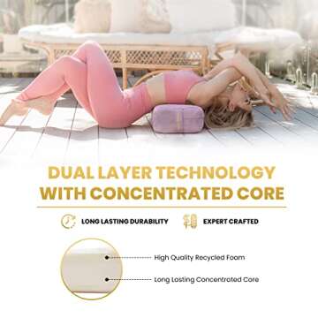 AJNA Yoga Bolster Pillow - Luxurious 100% Organic Vegan Suede - Yoga Bolster for Restorative Yoga - Rectangular Yoga Pillow with Carry Handle - Machine Washable Cover