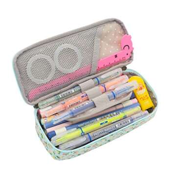 Twinkle Club Cute Pencil Case Floral Pencil Pouch Waterproof Leather for Teen Girls Aesthetic Pencil...