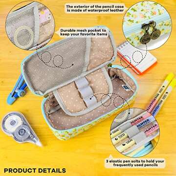 Cute Floral Waterproof Pencil Case for Teen Girls