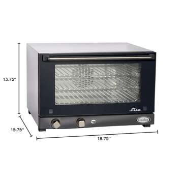 Cadco OV-013 23-5/8" Half-Size Countertop Convection Oven for Restaurant Hotel Food Truck Concession Kiosk, (3) Half-Size Sheet Pan Capacity and Manual Controls, Stainless Steel, 120V, NSF