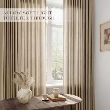 Light Taupe Brown Pinch Pleat Linen Curtains 102 Inches Long with Hooks Back Tab Semi Sheer Light Filtering Pleated Drapes Soft Boho Farmhouse Burlap Window Curtains for Living Room Bedroom 40x102