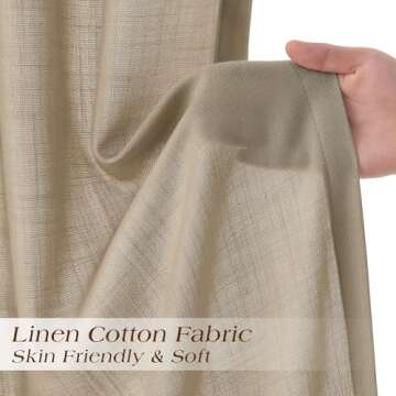 Light Taupe Brown Pinch Pleat Linen Curtains 102 Inches Long with Hooks Back Tab Semi Sheer Light Filtering Pleated Drapes Soft Boho Farmhouse Burlap Window Curtains for Living Room Bedroom 40x102