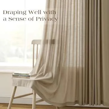 Light Taupe Brown Pinch Pleat Linen Curtains 102 Inches Long with Hooks Back Tab Semi Sheer Light Filtering Pleated Drapes Soft Boho Farmhouse Burlap Window Curtains for Living Room Bedroom 40x102