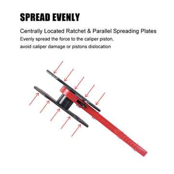 JIFETOR Brake Caliper Press Tool, 360 Degree Swing Ratchet Expander Wrench Car Wheel Piston Spreader with Extra 3PCS Large Plates for Single Twin Quad Sextuplet Piston Disc Brake Caliper