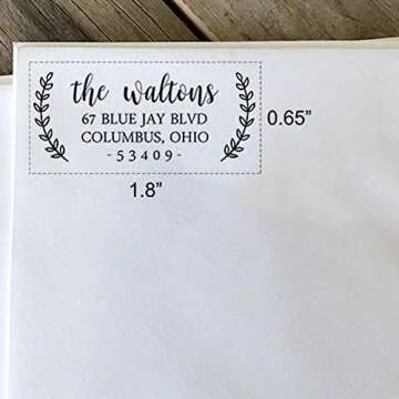 Custom Self-Inking Address Stamp with Laurel Branch Design (Medium, Style 4)