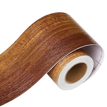 LACHEERY Shiplap Wood Border Wallpaper Peel and Stick Mirror Frame Border Bathroom Mirror Border Peel and Stick Wood Grain Repair Tape Brown Wood Bulletin Board Border Trim Classroom Border 3"x197"