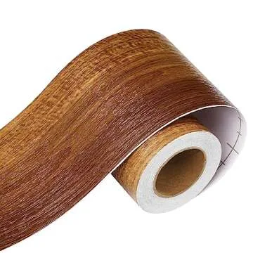 LACHEERY Shiplap Wood Border Wallpaper Peel and Stick Mirror Frame Border Bathroom Mirror Border Peel and Stick Wood Grain Repair Tape Brown Wood Bulletin Board Border Trim Classroom Border 3"x197"