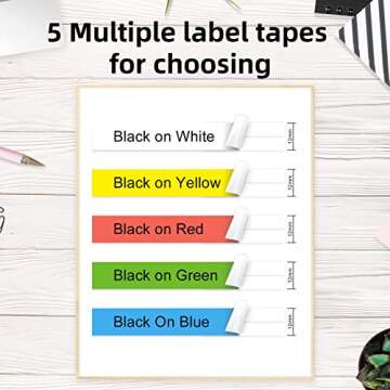 5 Pack Colored Label Tape Compatible with Dymo Letratag Refills, Replacement for Dymo Label Maker Re...