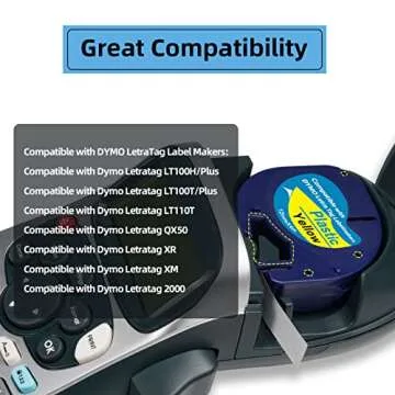 5 Pack Colored Label Tape Compatible with Dymo Letratag Refills, Replacement for Dymo Label Maker Refills 12mm x 4m(1/2" x 13') Plastic Label Refills for Dymo Letratag LT100H LT100T QX50 Label Makers