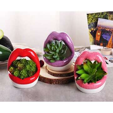 WHJY Sexy Lips Planter Pot, Ceramic Succulent Planter - Pink