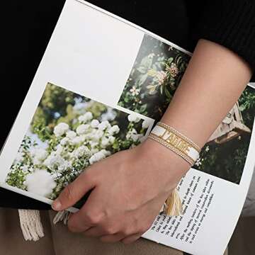 EXDIKET Women's Friendship Bracelet, Exquisite Embroidered Word Wristband, Best Friend BFF Bracelets, Fashionable Personalized Gift for Girls and Couples, Bohemian Handmade Adjustable Jewelry(21-7)