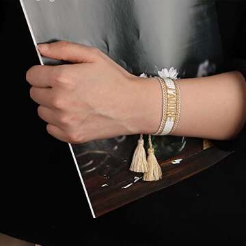 EXDIKET Women's Friendship Bracelet, Exquisite Embroidered Word Wristband, Best Friend BFF Bracelets, Fashionable Personalized Gift for Girls and Couples, Bohemian Handmade Adjustable Jewelry(21-7)