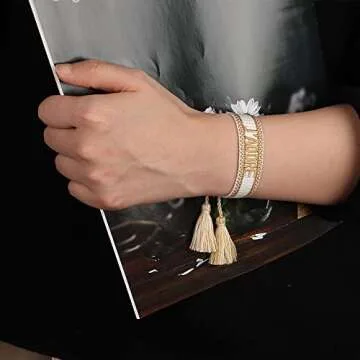 EXDIKET Women's Friendship Bracelet, Exquisite Embroidered Word Wristband, Best Friend BFF Bracelets, Fashionable Personalized Gift for Girls and Couples, Bohemian Handmade Adjustable Jewelry(21-7)