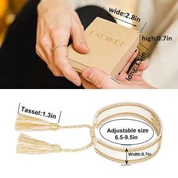 EXDIKET Women's Friendship Bracelet, Exquisite Embroidered Word Wristband, Best Friend BFF Bracelets, Fashionable Personalized Gift for Girls and Couples, Bohemian Handmade Adjustable Jewelry(21-7)