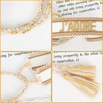 EXDIKET Women's Friendship Bracelet, Exquisite Embroidered Word Wristband, Best Friend BFF Bracelets, Fashionable Personalized Gift for Girls and Couples, Bohemian Handmade Adjustable Jewelry(21-7)