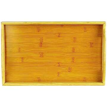 Serving Tray Bamboo - Wooden Tray with Handles - Great for Dinner Trays, Tea Tray, Bar Tray, Breakfast Tray, or Any Food Tray - Good for Parties or Bed Tray Home It