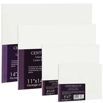Centurion All-Media Primed Linen Panels - 5x7" 3 Pack - 11oz Universal Primed Canvas Boards for Painting, Mounted on MDF Wood, Non-Warping, Ideal for Artists, Professionals, and Painters