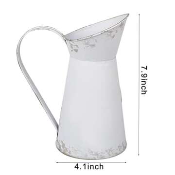 SOUJOY Rustic Shabby Chic Vase, Farmhouse Galvanized Flower Vase, Metal Milk Jug Vase, French Style ...