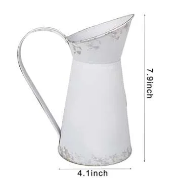 SOUJOY Rustic Shabby Chic Vase, Farmhouse Galvanized Flower Vase, Metal Milk Jug Vase, French Style ...