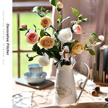 SOUJOY Rustic Shabby Chic Vase, Farmhouse Galvanized Flower Vase, Metal Milk Jug Vase, French Style Vintage Decorative Pitcher for Home Decor, Photo Props, Sparklers for Weddings