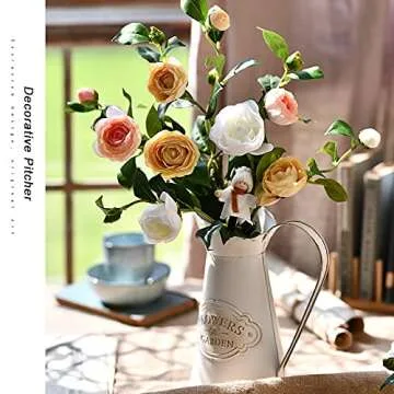 SOUJOY Rustic Shabby Chic Vase, Farmhouse Galvanized Flower Vase, Metal Milk Jug Vase, French Style Vintage Decorative Pitcher for Home Decor, Photo Props, Sparklers for Weddings