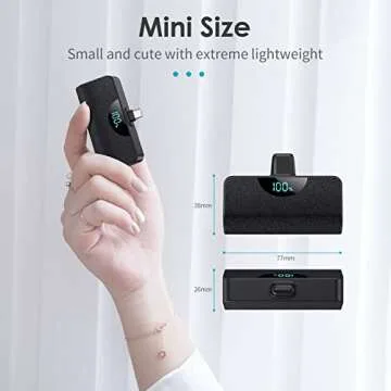 Mini Portable Charger USB-C Power Bank 5200mAh,Ultra Compact LCD Display Battery Pack Backup Charger Compatible with iPhone 16/16 Plus/16 Pro/16 Pro Max/15 Series,Samsung S22/S23, Android Phones etc