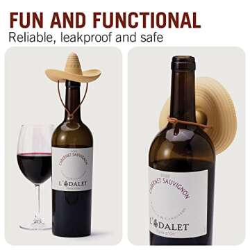 Monkey Business elCorko Silicone Wine Stopper, Bottle Stopper with Sombrero Design, Wine Accessories, Keeps Wine Fresh, Wine Gifts
