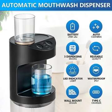 ZOFGENOW Automatic Mouthwash Dispenser for Bathroom,Bathroom Accessories 19.4 Fl Oz Dispensers with ...