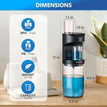 ZOFGENOW Automatic Mouthwash Dispenser for Bathroom,Bathroom Accessories 19.4 Fl Oz Dispensers with Magnetic Cups,Wall Mounted Dispenser,Suitable for All Age Groups,Black