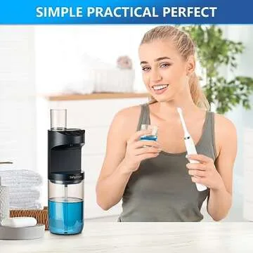 ZOFGENOW Automatic Mouthwash Dispenser for Bathroom,Bathroom Accessories 19.4 Fl Oz Dispensers with Magnetic Cups,Wall Mounted Dispenser,Suitable for All Age Groups,Black