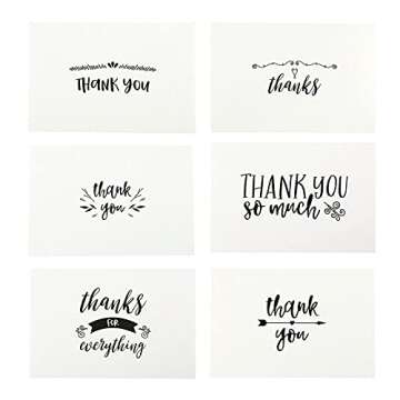 Assorted Thank You Cards - 48 Count with Kraft Envelopes