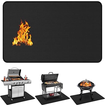 Protebox 60 x 40 Inch Under Grill Mats - Fireproof Deck Protector for Outdoor Grilling