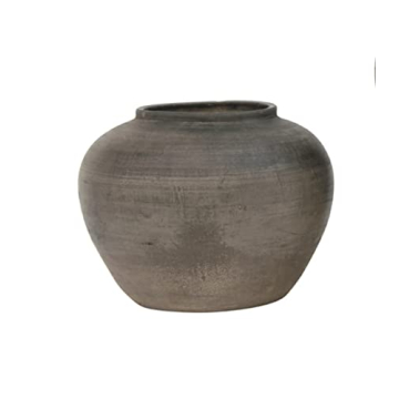 Artissance Small Charcoal/Gray Ceramic Indoor Outdoor Vintage Pottery Jar, Home and Garden Décor (S...