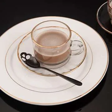 FOXAS 6-inch Black Skull Spoons, Set of 6 Skull Teaspoons, 304 Stainless Steel Skull Sugar Spoons, Coffee and Tea Stirring Spoon, Cool Dark Stylish Design for Halloween Party, Bon Appétit Series