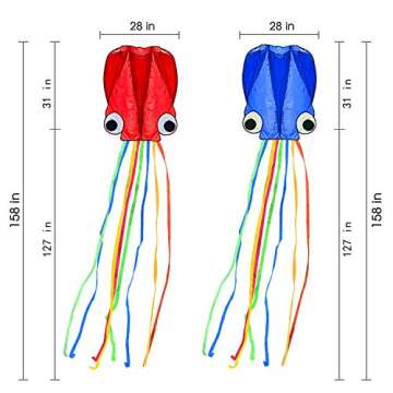 SINGARE Large Octopus Kites, Long Tail Beautiful Easy Flyer Kites Beach Kites, Good Kites for Kids a...