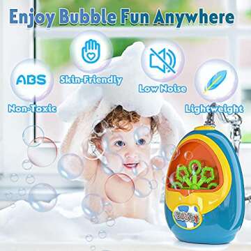 BubToy Bubble Machine for Kids - Automatic Bubble Blower 5000+ Bubbles Per Minute, High Output Bubble Maker Toys Bubbles for Toddlers, Christmas Birthday Gifts for 3 4 5 6 7 8 Years Old Boys Girls